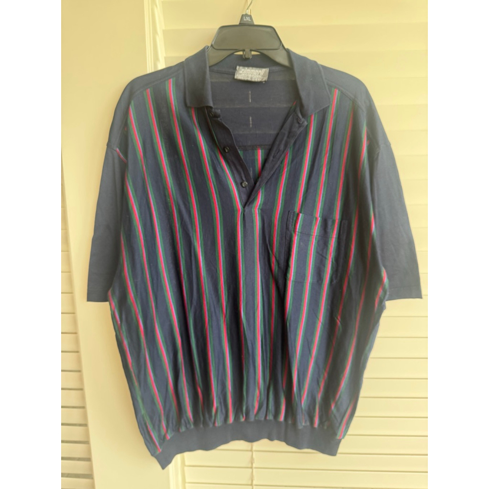 Zimmerli Polo Shirt XXL Mens Navy Red Striped